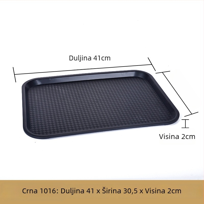 Plastična pravokutna tacna za posluživanje — glazirana površina, moguć ispis logotipa, mikrovalna pećnica nije dostupna