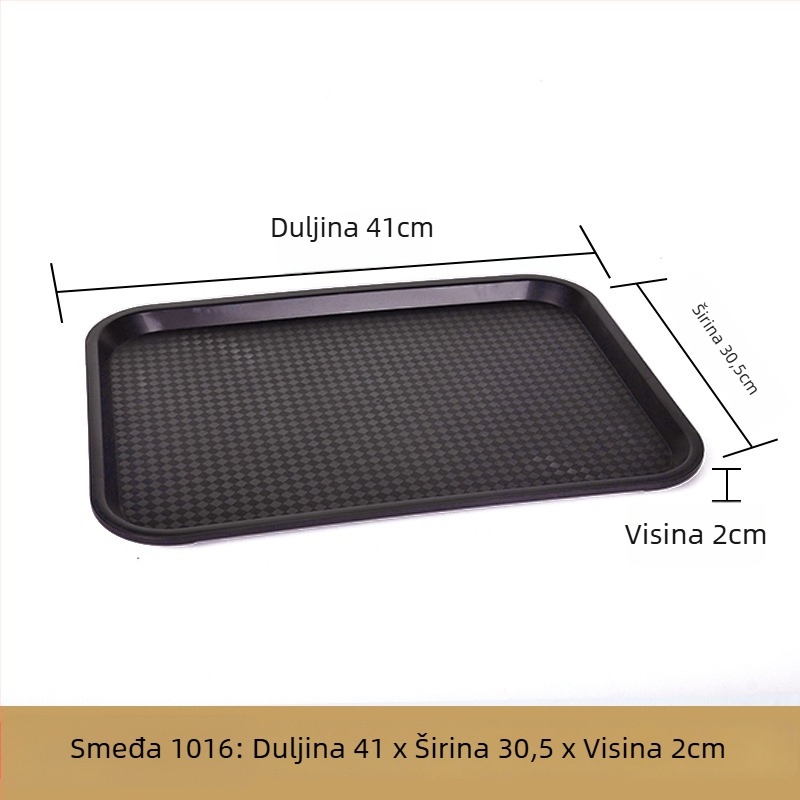 Plastična pravokutna tacna za posluživanje — glazirana površina, moguć ispis logotipa, mikrovalna pećnica nije dostupna