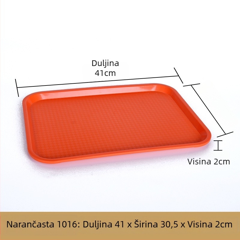 Plastična pravokutna tacna za posluživanje — glazirana površina, moguć ispis logotipa, mikrovalna pećnica nije dostupna