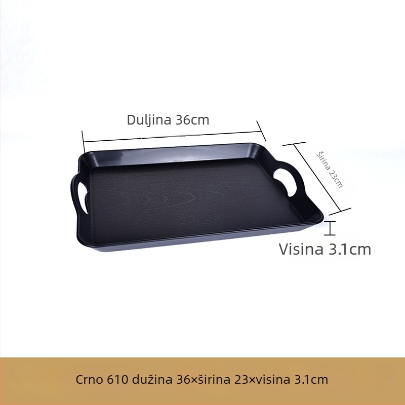 Plastična pravokutna tacna za posluživanje — glazirana površina, moguć ispis logotipa, mikrovalna pećnica nije dostupna