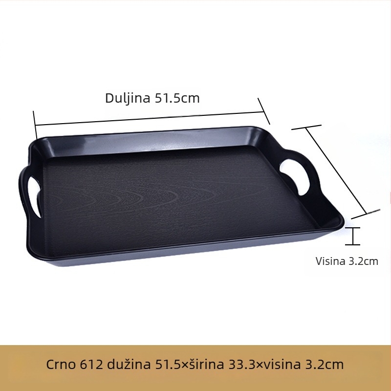 Plastična pravokutna tacna za posluživanje — glazirana površina, moguć ispis logotipa, mikrovalna pećnica nije dostupna