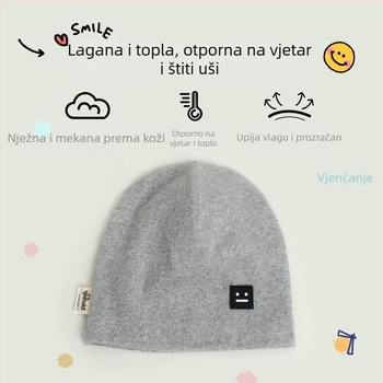 Dvostruka dječja kapa od 100% pamuka, jednobojna, za proljeće, jesen i zimu, otporna na vjetar i topla.