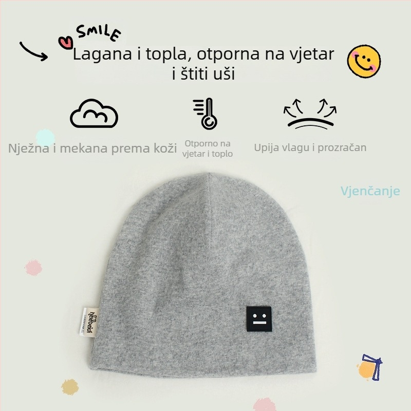 Dvostruka dječja kapa od 100% pamuka, jednobojna, za proljeće, jesen i zimu, otporna na vjetar i topla.