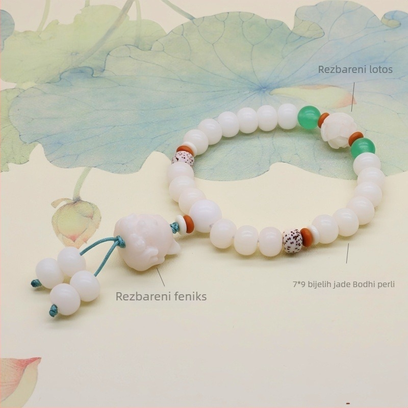 Narukvica Bodhi korijena – Bodhi sjemenke, etnički stil, polirani završetak