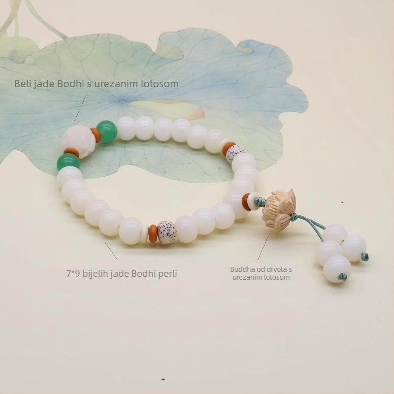 Narukvica Bodhi korijena – Bodhi sjemenke, etnički stil, polirani završetak