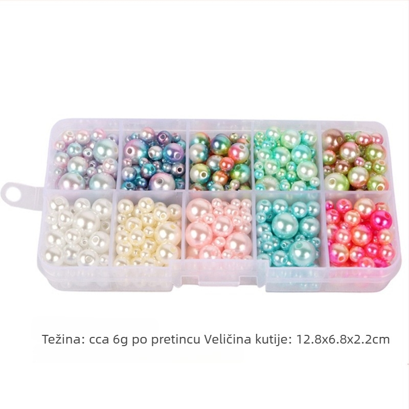 Okrugle plastične perle s imitacijom bisera za DIY nakit – rupe za navlačenje, dodaci za kosu i privjesci, u kutiji