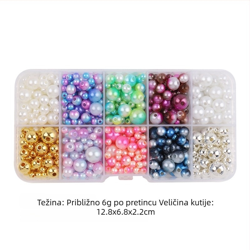 Okrugle plastične perle s imitacijom bisera za DIY nakit – rupe za navlačenje, dodaci za kosu i privjesci, u kutiji