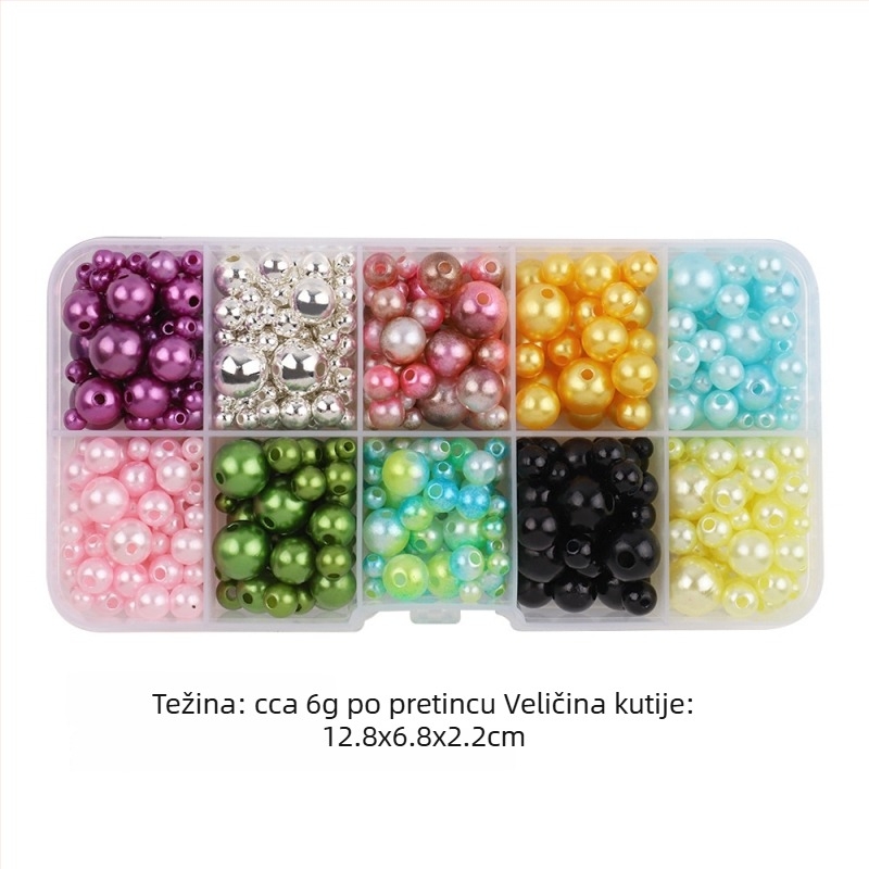 Okrugle plastične perle s imitacijom bisera za DIY nakit – rupe za navlačenje, dodaci za kosu i privjesci, u kutiji