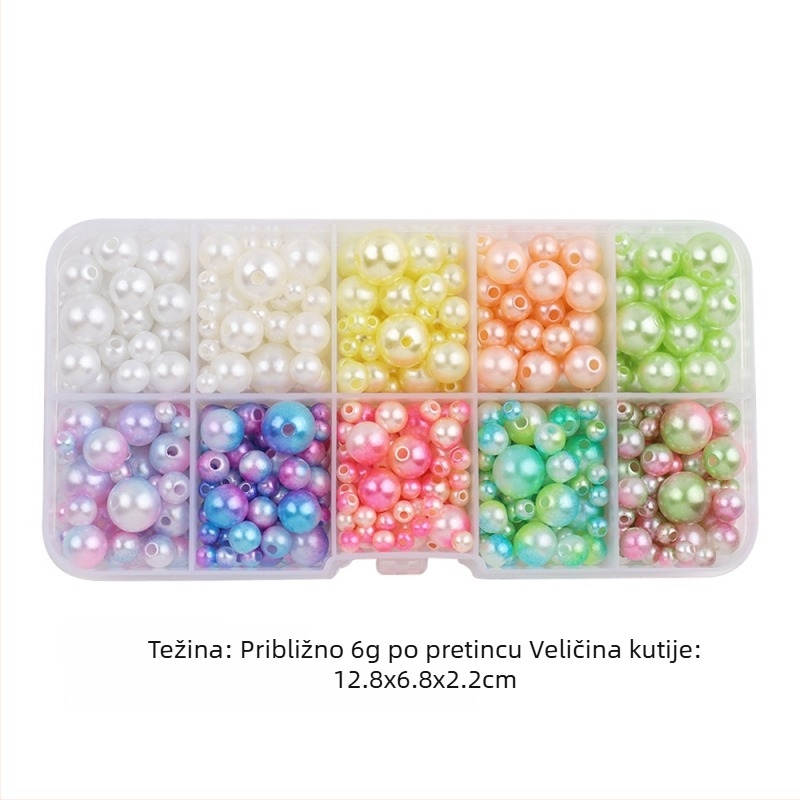Okrugle plastične perle s imitacijom bisera za DIY nakit – rupe za navlačenje, dodaci za kosu i privjesci, u kutiji