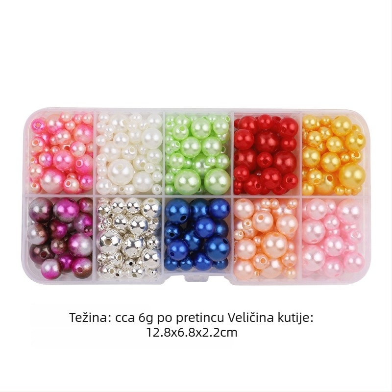 Okrugle plastične perle s imitacijom bisera za DIY nakit – rupe za navlačenje, dodaci za kosu i privjesci, u kutiji