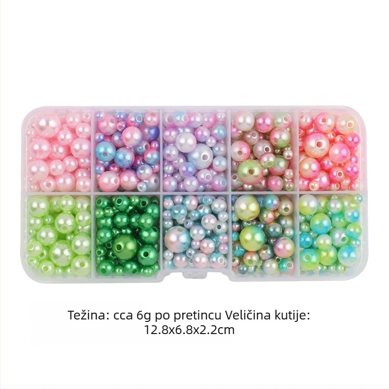 Okrugle plastične perle s imitacijom bisera za DIY nakit – rupe za navlačenje, dodaci za kosu i privjesci, u kutiji