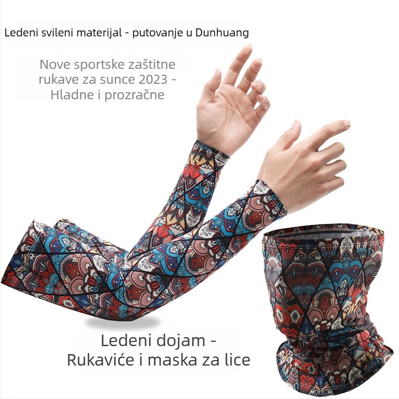 Set ledenih rukava i marame za lice za ljeto, UV zaštita, brzo se suši, lagan materijal, pogodan za vožnju i otvorene aktivnosti.