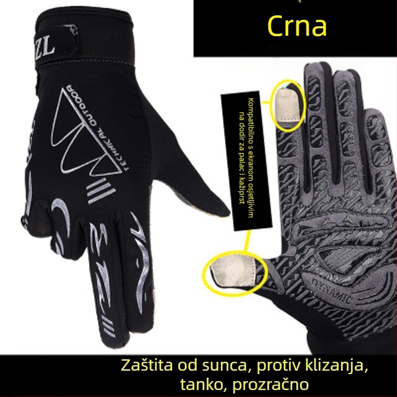 Rukavice za biciklizam, prozračne tkanine Nylon Ice Silk Lycra, unisex za odrasle, jednobojni uzorak, protivklizne i zaštita od sunca