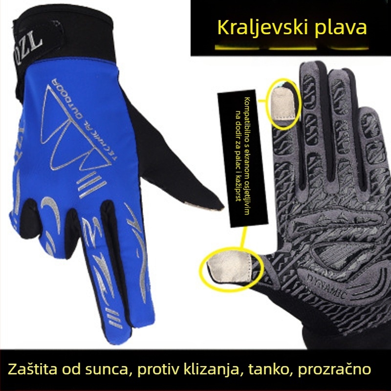 Rukavice za biciklizam, prozračne tkanine Nylon Ice Silk Lycra, unisex za odrasle, jednobojni uzorak, protivklizne i zaštita od sunca