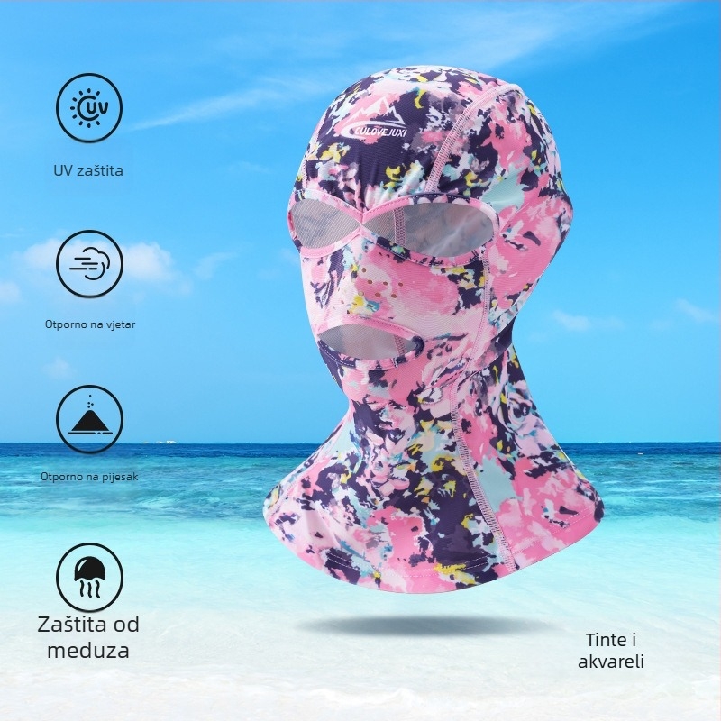Dječja Facekini maska za plivanje s UV zaštitom, potpuna zaštita lica, vodootporna poliester tkanina (81-95% poliester)