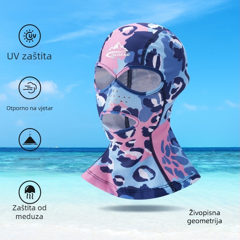 Dječja Facekini maska za plivanje s UV zaštitom, potpuna zaštita lica, vodootporna poliester tkanina (81-95% poliester)