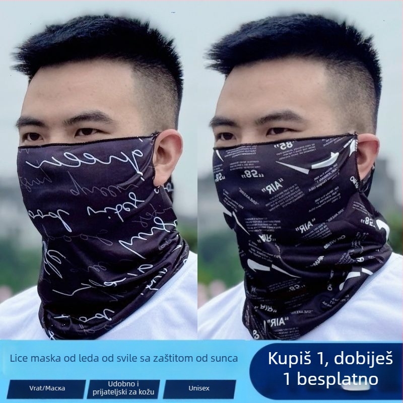 Maska za biciklizam od Ice Silk, UV zaštita, unisex, pokriva lice i vrat, prozračna, s ušnim petljama