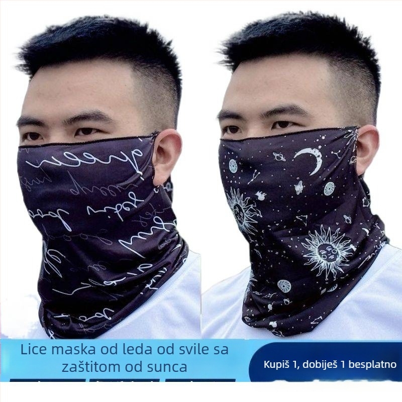 Maska za biciklizam od Ice Silk, UV zaštita, unisex, pokriva lice i vrat, prozračna, s ušnim petljama
