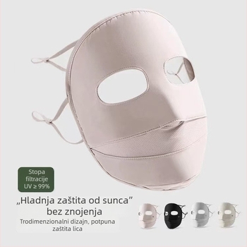 Maska za cijelo lice s UV zaštitom i integriranim ovratnikom, Ice Silk prozračna tkanina, Zaštita od sunca, Zaštita od prašine, Poliester 51–60%