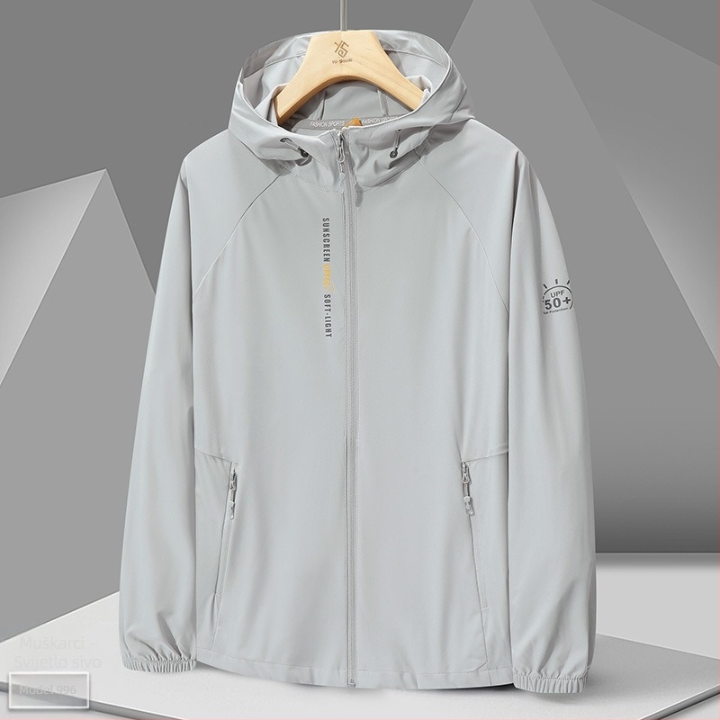 Vanjska windbreaker jakna 996 – unisex, UPF50+ UV zaštita, prozračna i ultralaka, kamuflažni uzorak s kapuljačom, poliester