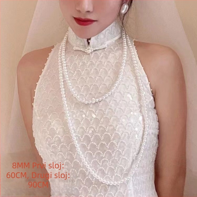 Dugi lanac za pulover od cinkove legure, geometrijski višeslojni dizajn za žene (stil vile)