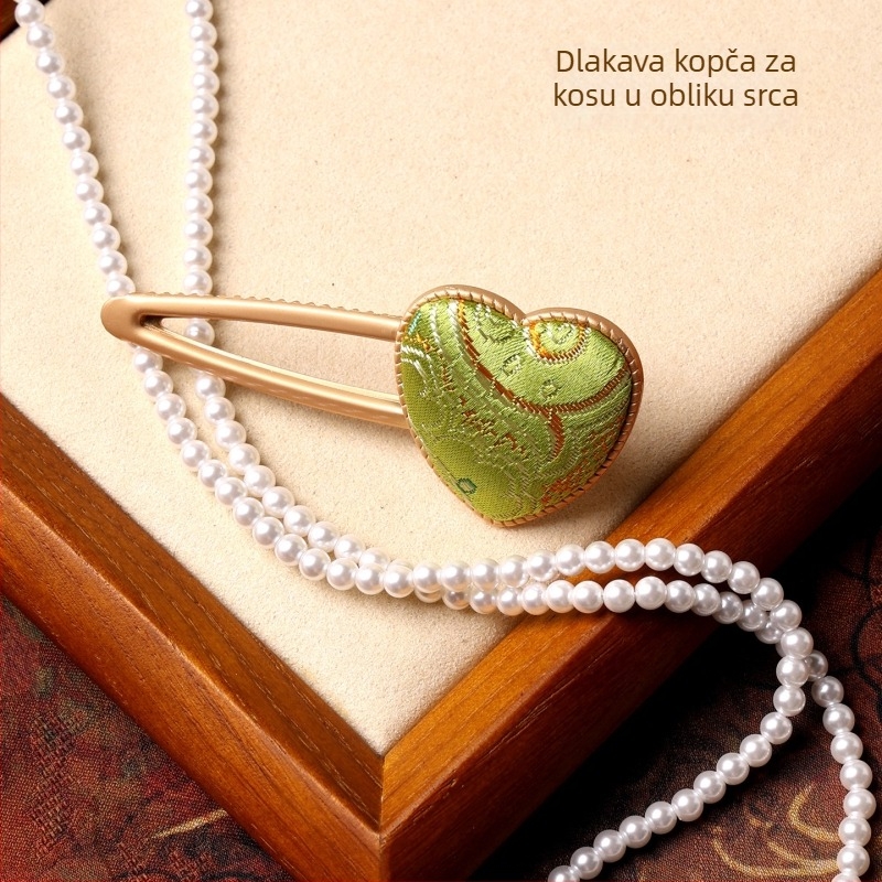 Ogrlica s kristalnim privjeskom i budističkim amuletom, lanac u stilu pulovera, tradicionalno kineski inspirirani stil