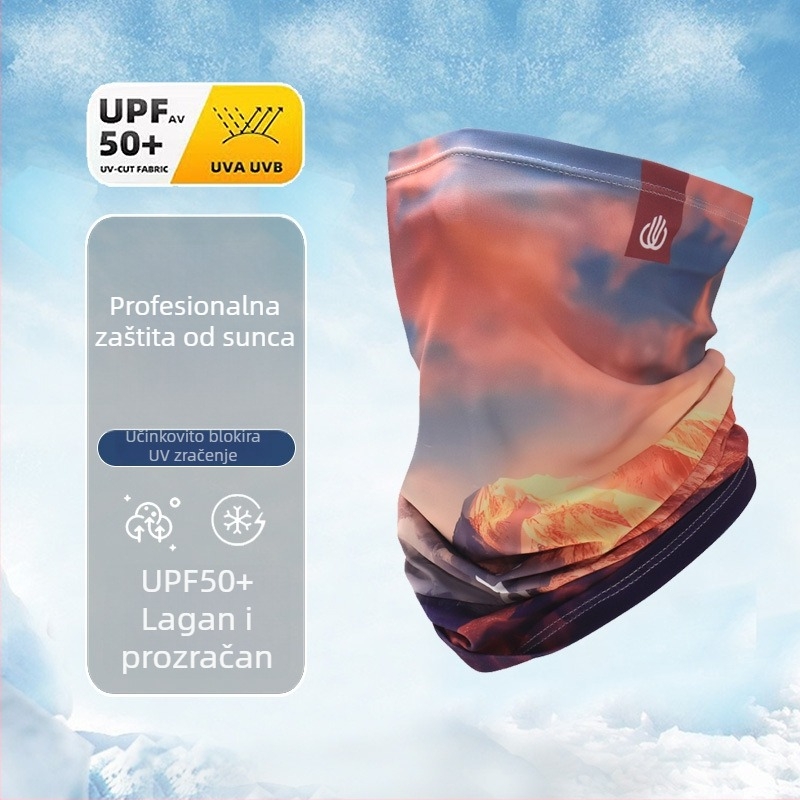 Ovratnik šal Ice Silk s UV zaštitom za vanjske sportove, ribolov i vožnju motocikla; polovični dizajn prekrivanja; Ice Silk materijal 81–95%, glavni poliester, spandex do 10%