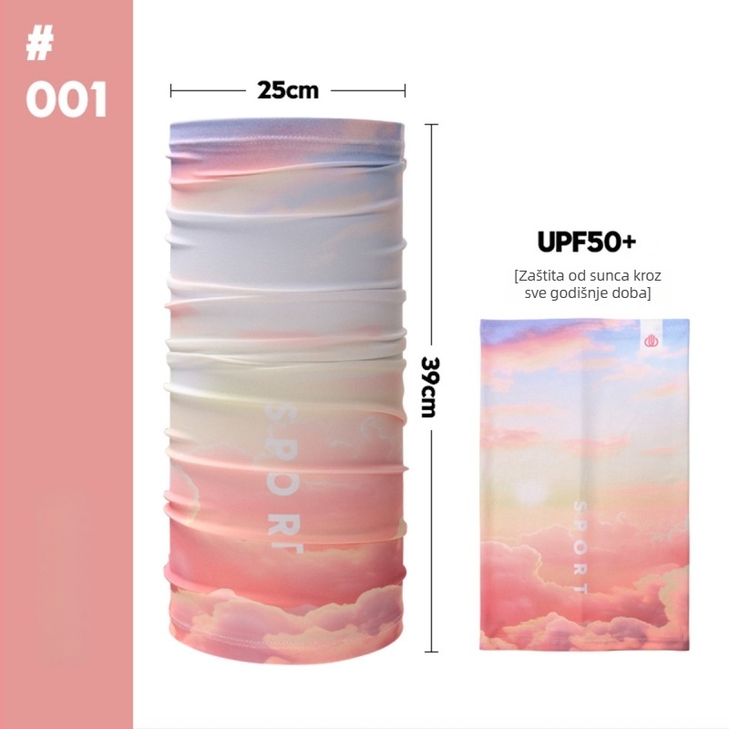 Ovratnik šal Ice Silk s UV zaštitom za vanjske sportove, ribolov i vožnju motocikla; polovični dizajn prekrivanja; Ice Silk materijal 81–95%, glavni poliester, spandex do 10%