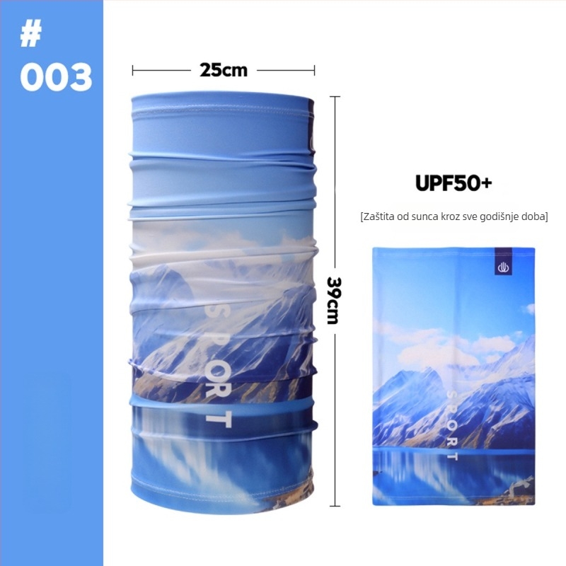 Ovratnik šal Ice Silk s UV zaštitom za vanjske sportove, ribolov i vožnju motocikla; polovični dizajn prekrivanja; Ice Silk materijal 81–95%, glavni poliester, spandex do 10%