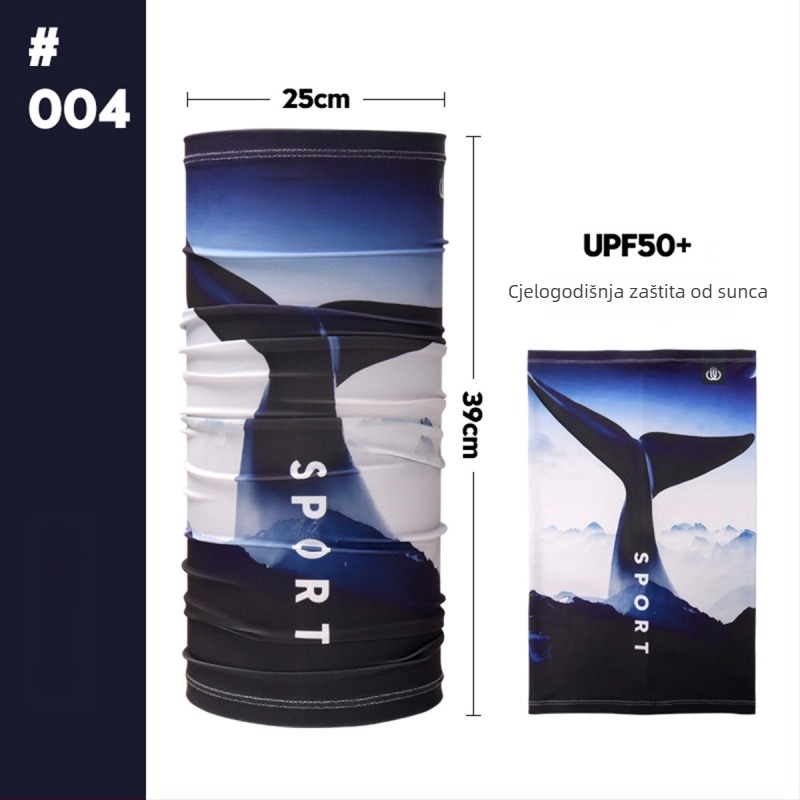 Ovratnik šal Ice Silk s UV zaštitom za vanjske sportove, ribolov i vožnju motocikla; polovični dizajn prekrivanja; Ice Silk materijal 81–95%, glavni poliester, spandex do 10%