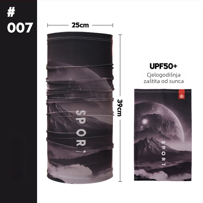 Ovratnik šal Ice Silk s UV zaštitom za vanjske sportove, ribolov i vožnju motocikla; polovični dizajn prekrivanja; Ice Silk materijal 81–95%, glavni poliester, spandex do 10%