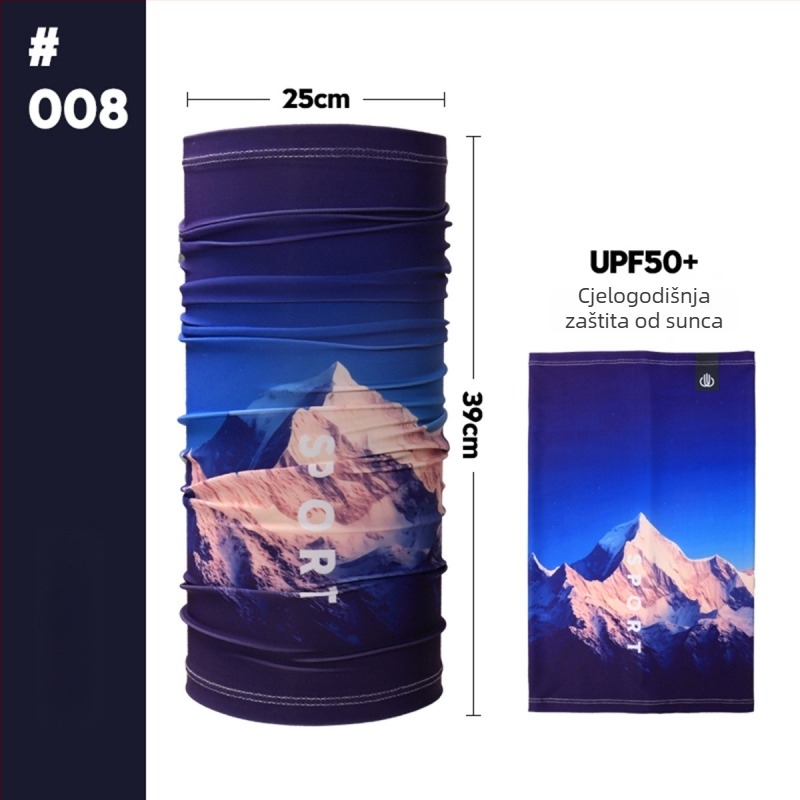 Ovratnik šal Ice Silk s UV zaštitom za vanjske sportove, ribolov i vožnju motocikla; polovični dizajn prekrivanja; Ice Silk materijal 81–95%, glavni poliester, spandex do 10%