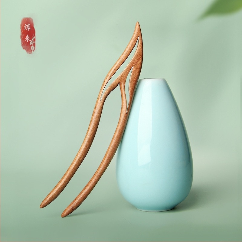 Meimuxi drvena spona za kosu u obliku U za prirodne frizure, etnički stil headdress s besplatnim graviranjem