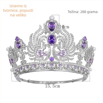 Krona za glavu, egzotičnog ženskog stila, legura s K9 čistoćom, ametistni kristal, dijamantna obrada