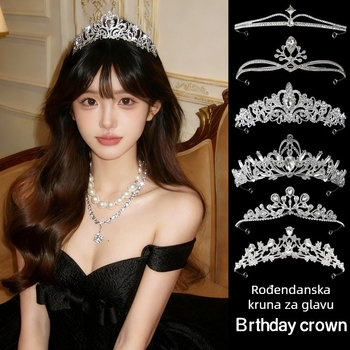 Vjenčana tiara – kruna od legure s kristalima, etnički stil, čistoća 14k, elektroplatiranje