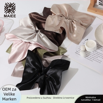 Dvoslojna svilena gumica za kosu, 22 mm široka, 100% mulberry svila, ručna izrada, kineski stil dizajna vjetrenjače