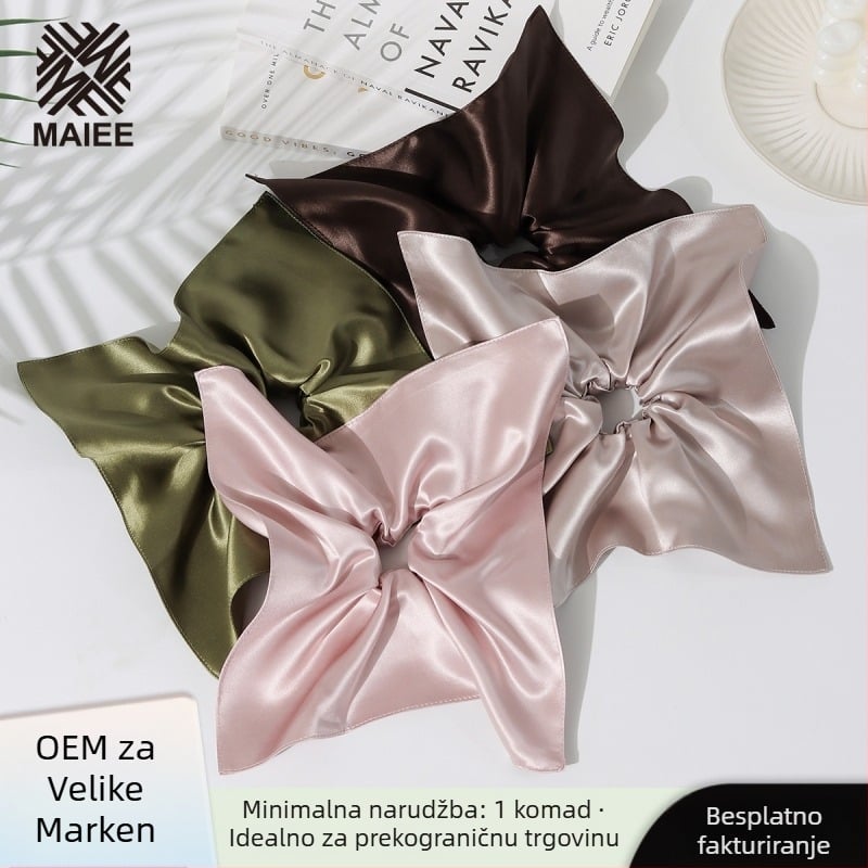 Dvoslojna svilena gumica za kosu, 22 mm široka, 100% mulberry svila, ručna izrada, kineski stil dizajna vjetrenjače