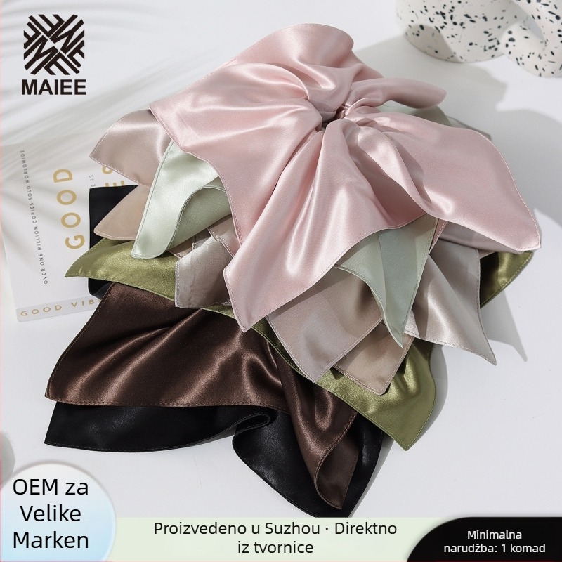 Dvoslojna svilena gumica za kosu, 22 mm široka, 100% mulberry svila, ručna izrada, kineski stil dizajna vjetrenjače