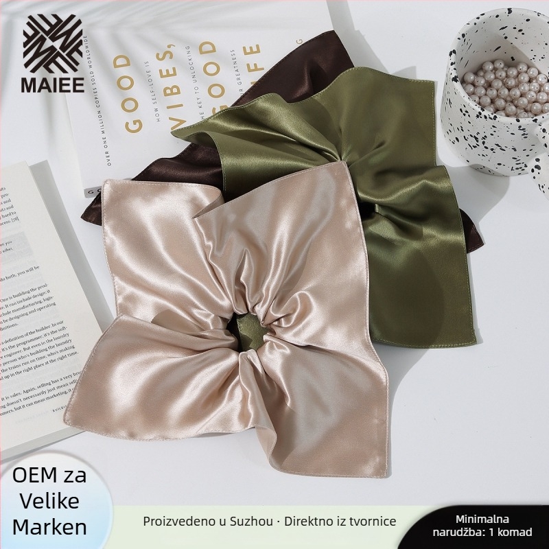 Dvoslojna svilena gumica za kosu, 22 mm široka, 100% mulberry svila, ručna izrada, kineski stil dizajna vjetrenjače