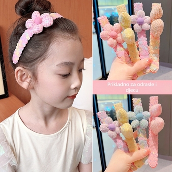 Dječja čelenka s mašnicom - tkanina, crtani stil, dizajn mašnice, ametistni kristal