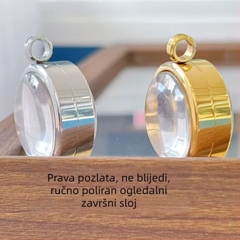 Ogrlica s okruglim privjeskom od nehrđajućeg čelika, konveksna površina, elektroplatiranje, svestran stil