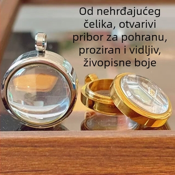 Ogrlica s okruglim privjeskom od nehrđajućeg čelika, konveksna površina, elektroplatiranje, svestran stil