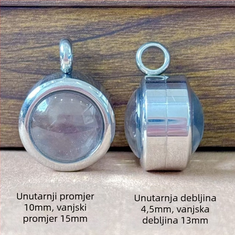 Ogrlica s okruglim privjeskom od nehrđajućeg čelika, konveksna površina, elektroplatiranje, svestran stil