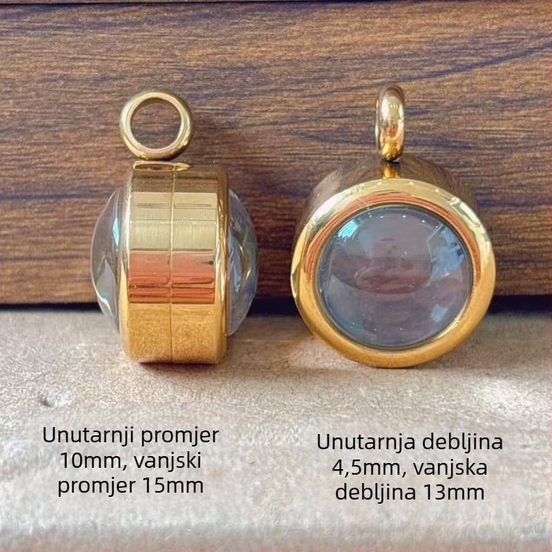 Ogrlica s okruglim privjeskom od nehrđajućeg čelika, konveksna površina, elektroplatiranje, svestran stil