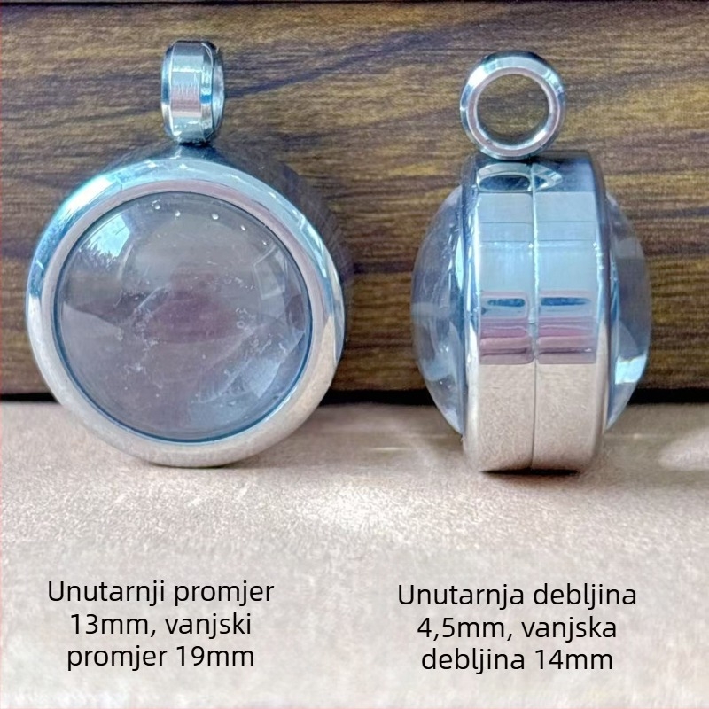 Ogrlica s okruglim privjeskom od nehrđajućeg čelika, konveksna površina, elektroplatiranje, svestran stil