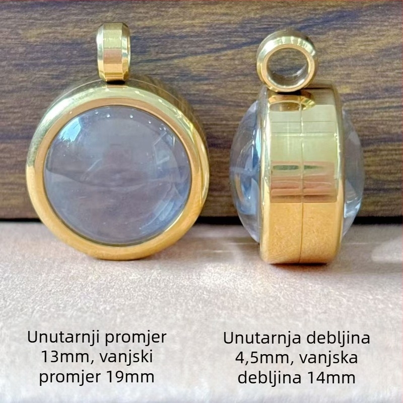 Ogrlica s okruglim privjeskom od nehrđajućeg čelika, konveksna površina, elektroplatiranje, svestran stil