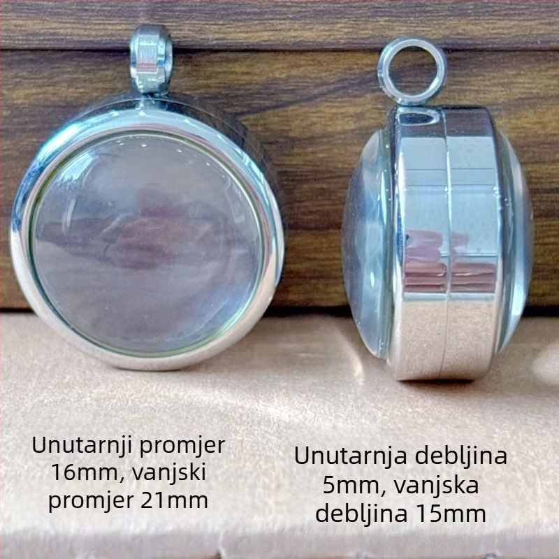 Ogrlica s okruglim privjeskom od nehrđajućeg čelika, konveksna površina, elektroplatiranje, svestran stil