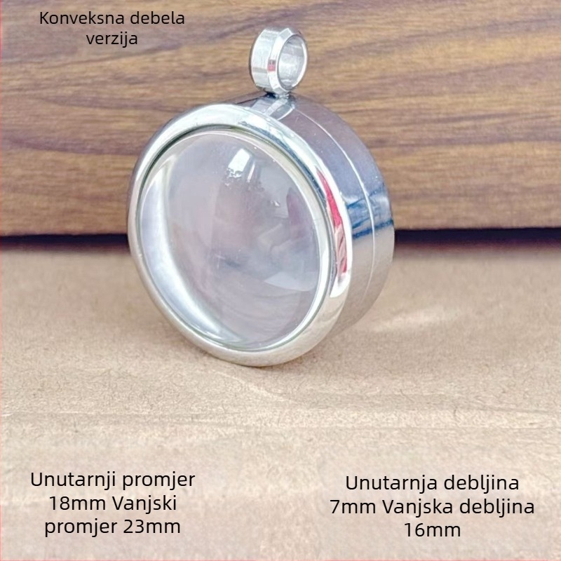 Ogrlica s okruglim privjeskom od nehrđajućeg čelika, konveksna površina, elektroplatiranje, svestran stil