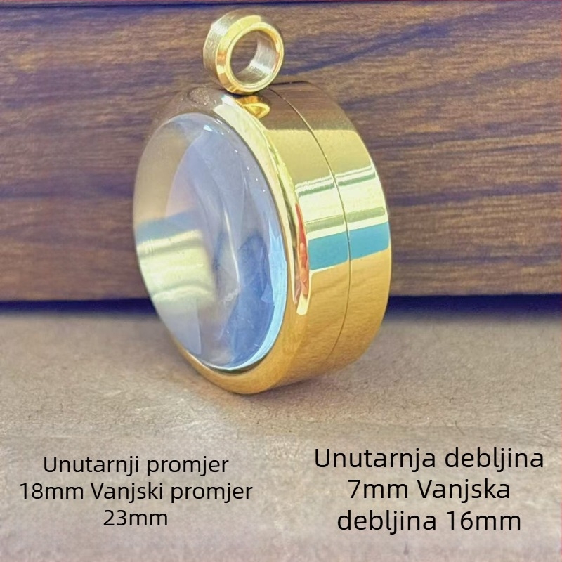 Ogrlica s okruglim privjeskom od nehrđajućeg čelika, konveksna površina, elektroplatiranje, svestran stil