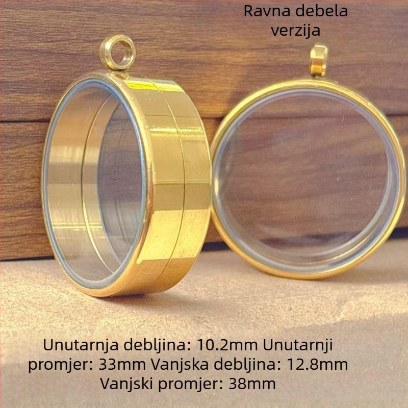 Ogrlica s okruglim privjeskom od nehrđajućeg čelika, konveksna površina, elektroplatiranje, svestran stil